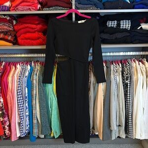 Love, Bonito black long sleeve side cut out ribbed midi dress size 4 NWT